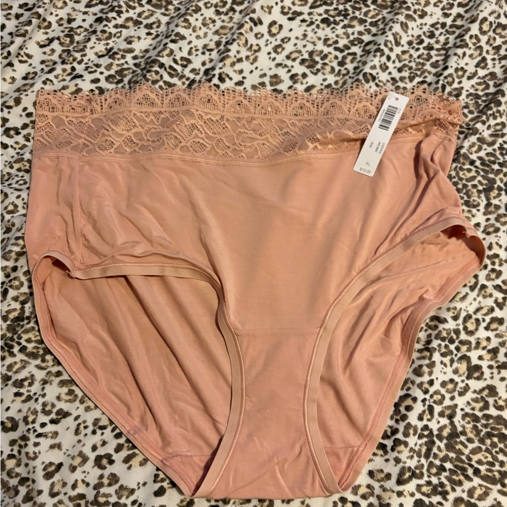 Soma Lace Trim High-Waisted Panties - Peach